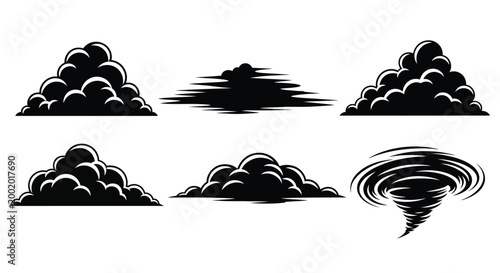 cloud shapes in black silhouette against white background high quality professional