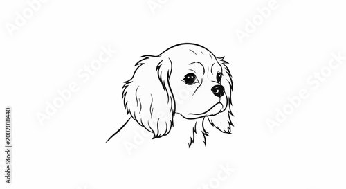 Line art portrait of a Cavalier King Charles Spaniel's head