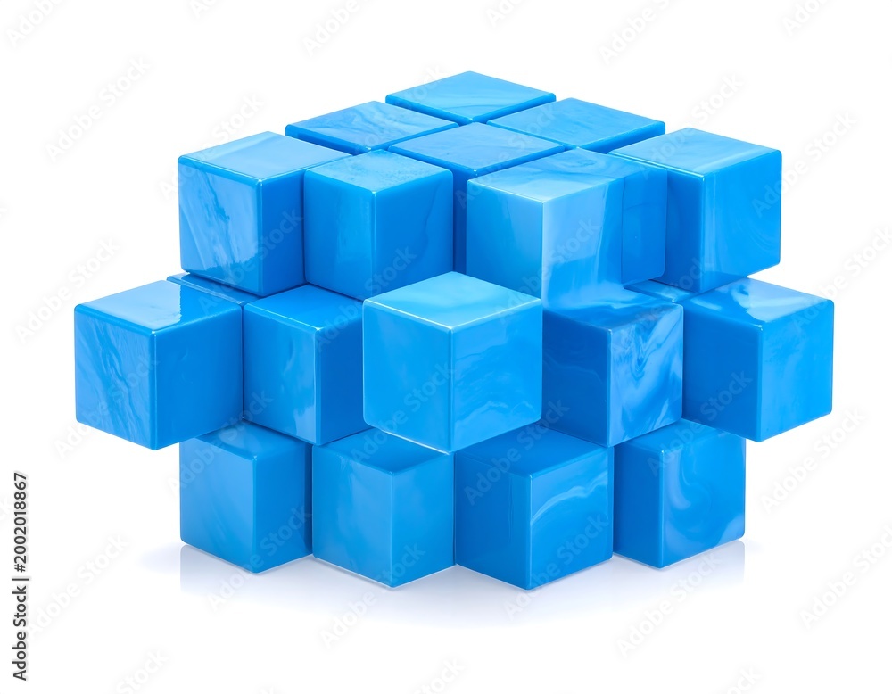 Obraz premium Blue Cubes Abstract.