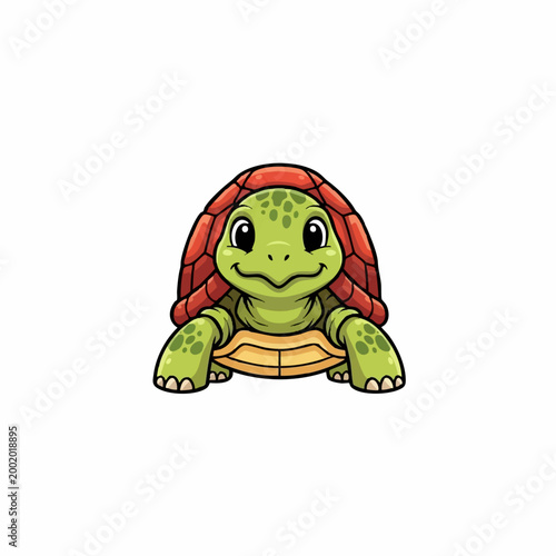 Cute turtle hiding in shell smiling sticker