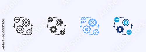 Konstfotografi Efficiency Icon Set Color Multiple Style Collection Illustration