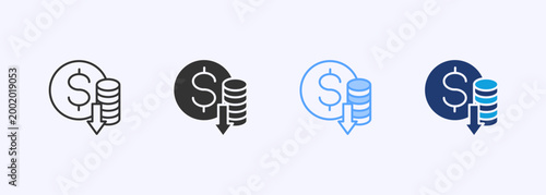 Photos Lower Cost Icon Set Color Multiple Style Collection Illustration
