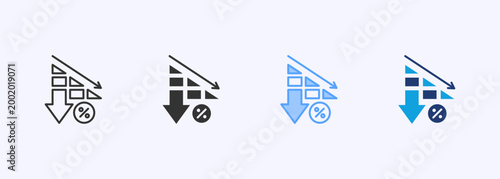 Reduction Icon Set Color Multiple Style Collection Illustration