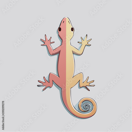 Gecko stylisé vu de dessus – Illustration cartoon simple et colorée