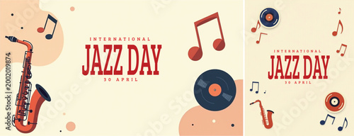 Canvas Print Elegant international jazz background, international jazz day background for soc