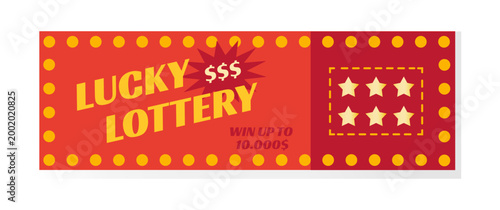 Red and gold lottery ticket template in vector