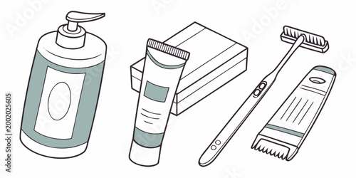 Personal hygiene and skincare products icon set with skincare toiletries grooming bathroom personal wellness cosmetics cleanser accessory isometric illustration minimalist background