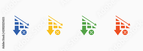Reduction Icon Set Color Multiple Style Collection Illustration