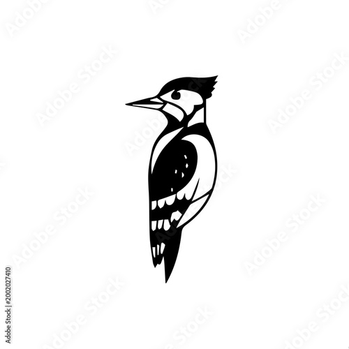 Bilde på lerret Geometric Woodpecker Bird Icon Silhouette, Vector Art
