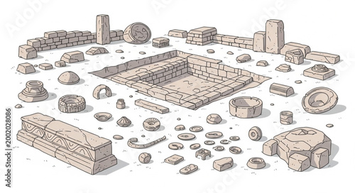 Ancient Stone Ruins and Architectural Fragments.