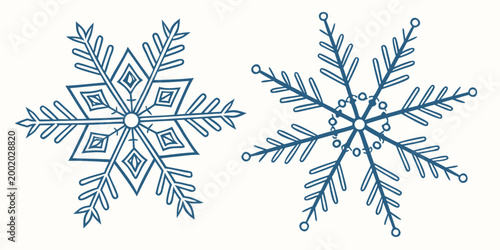 Tableau sur toile Pair of detailed blue snowflake vector icons with snowflake seasonal decoration