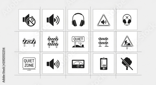 Collection of icons representing sound and silence.