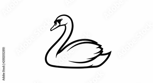 Elegant black and white silhouette of a swan with its neck curved gracefully