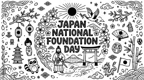 Japan National Foundation Day Doodle Art
