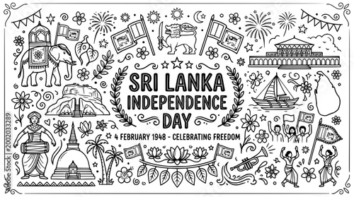 Sri Lanka Independence Day Doodle Art