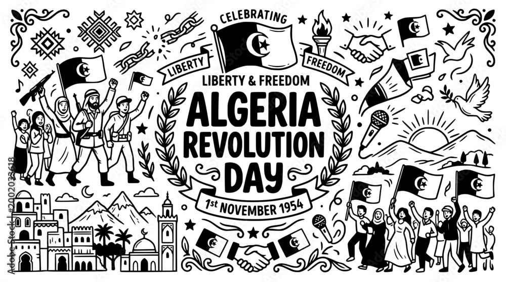 Fototapeta premium Algeria Revolution Day Celebration - Liberty & Freedom