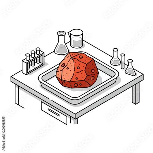 Red Virus Model on Laboratory Tray.
