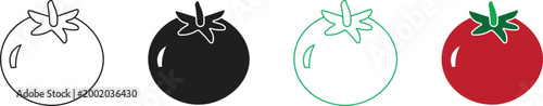 Tomato Outline Icon – Fresh Vegetable Line Design