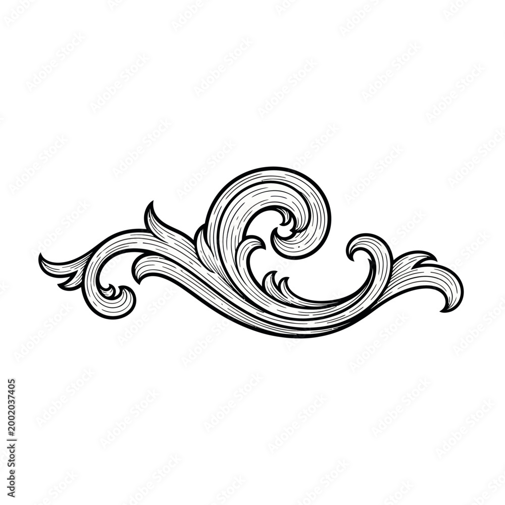 Fototapeta premium Black and white decorative swirl design.
