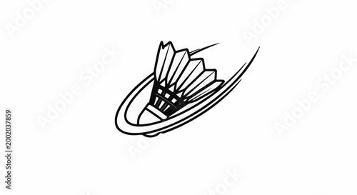 Dynamic shuttlecock in motion with abstract swoosh lines