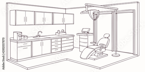 Dental suite with examination chair and dental unit dental equipment dental clinic dental office dental practice dental care dental treatment dental tools dental instruments medical equipment