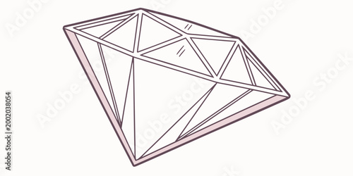 Stylized diamond gemstone icon with gemstone precious valuable expensive brilliant transparent geometric illustration representation preciousness investment perfection brilliance radiance