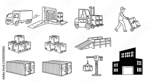 Logistics and shipping icons set