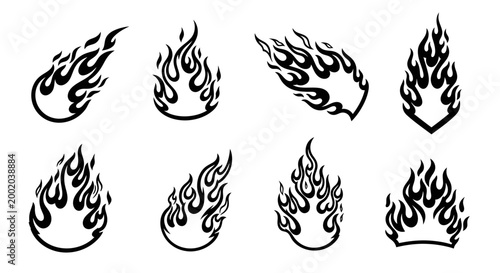 Flame icon set abstract design elements