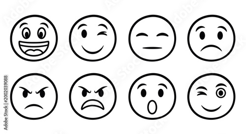 Emoticon set illustration emotions expressions isolated white background