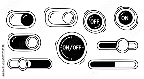 On off switch set illustrations