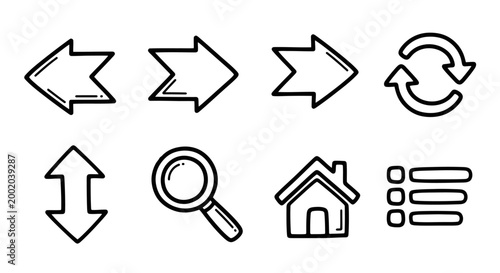 Arrow symbols directional navigation icons set