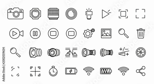Diverse collection of camera and photography related icons