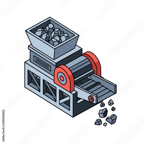 Industrial crusher machine for stone processing.