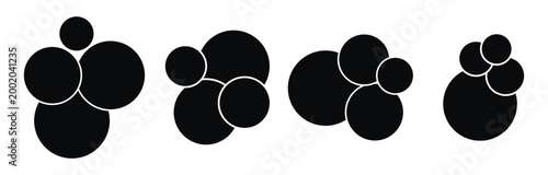 Multiple circle photo collage grid template set. picture wall album for abstract background, business, collage art, digital photo, papers. Family photo collage frames template for interior design. 