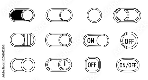 Toggle switches icons set graphic elements