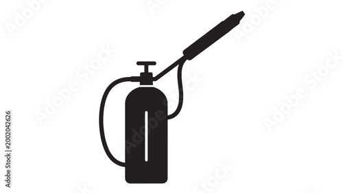 Fire extinguisher icon with hose nozzle and lever, safety firefighting symbol for emergency preparedness and training
