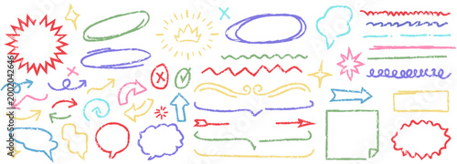 Hand Drawn Brush Texture Star Shapes Highlights. Pencil Childish Charcoal Doodles Crayon Pencil Emphasis Squiggles Vector Set.