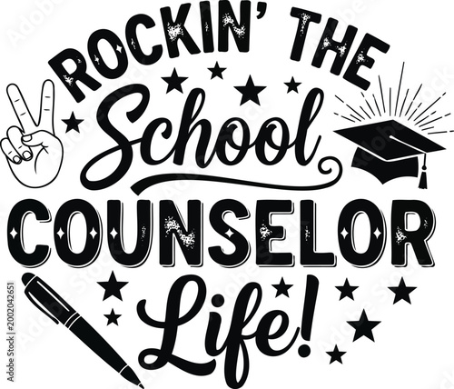 Rockin' the school counselor life t-shirt design with counselor