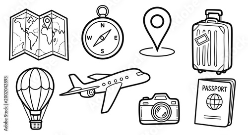 Travel icons vector illustration isolated white background