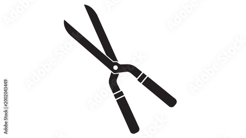 Scissors with black handles and sharp blades for cutting featuring office supplies, crafting, stationery with utility and precision elements for