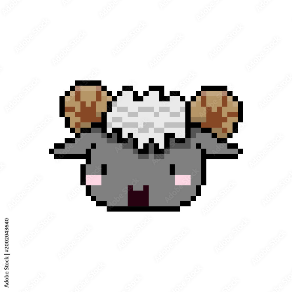 Fototapeta premium Vector Illustration of White Sheep with Pixel Art Design