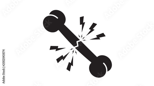 Knife tactical combat with double-edged blade exploding sparks and impact shards on plain background