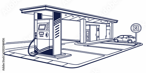 Public electric vehicle charging station facility with parking spots electric charging infrastructure facility terminal technology transport automobile sustainable transportation emission