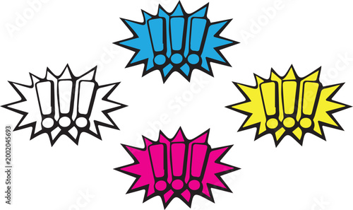 Comic style burst with exclamation marks, pop art vector illustration, warning or surprise concept.
