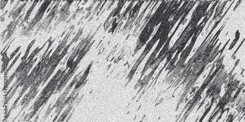 Abstract monochrome background with diagonal brushstroke-like patterns and a heavy granular noise effect, conveying a sense of texture and artistic expression