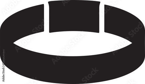 Simple iconic graphic symbol with white center and curved dark shape