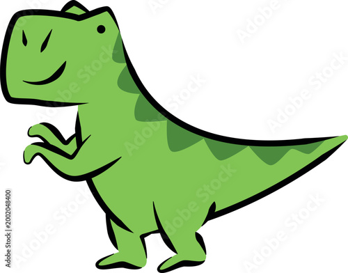 Cute friendly green T‑Rex dinosaur cartoon vector