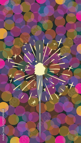 Sparkler Fireworks Bokeh Background Illustration