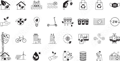 Eco-Friendly Lifestyle Glyph Icons

Sustainable Energy and Green Symbols