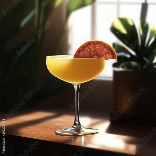 Refreshing Citrus Cocktail with Garnish in Natural Light